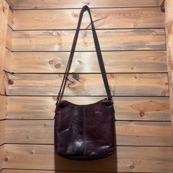 Jack Georges Voyager Flap Pocket Hobo Bag Buffalo Leather BROWN - Picture 4 of 9